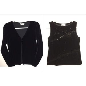I.N.Studio Cropped Black Velvet Jacket & Tank A143